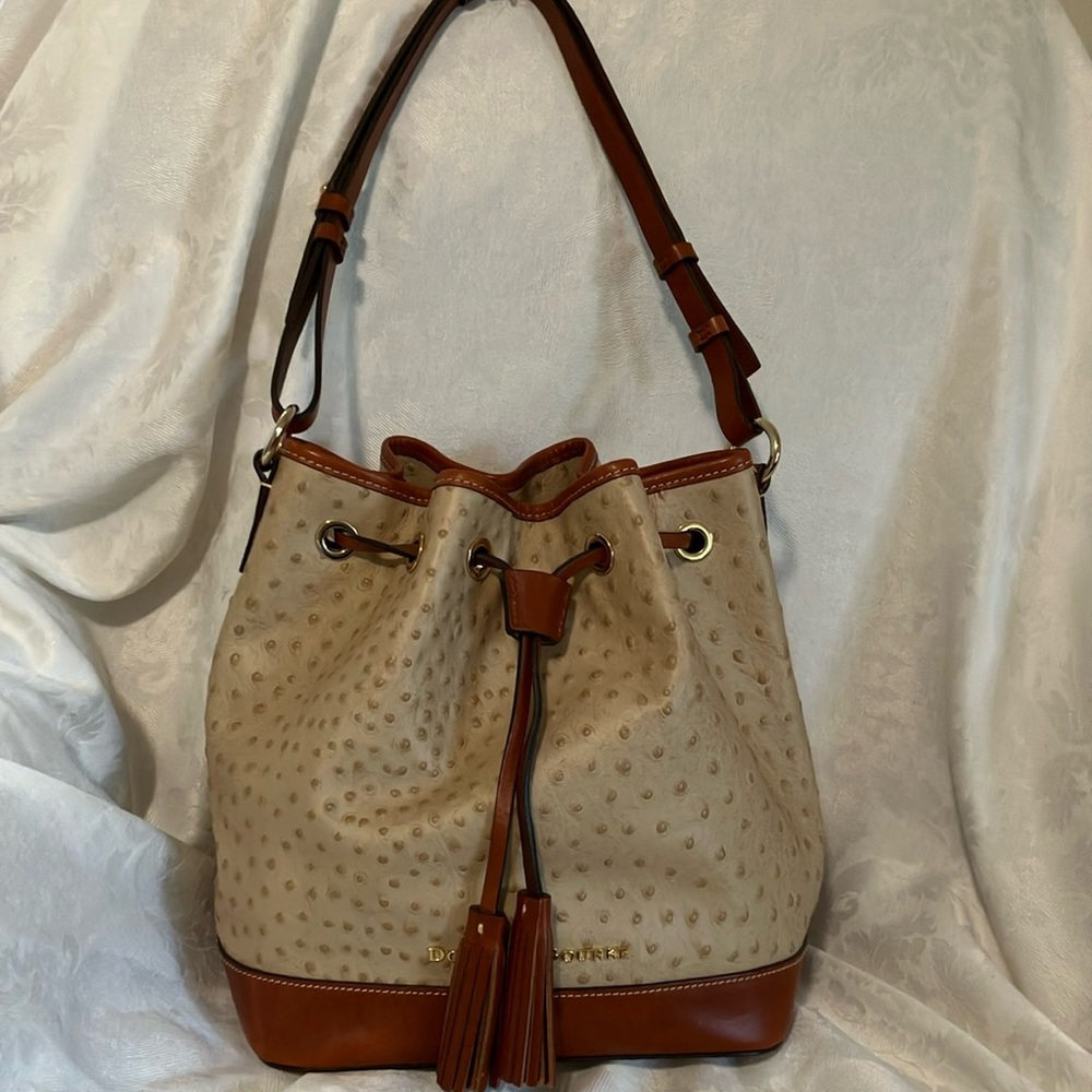 Dooney and Bourke Ostrich Drawstring Bag Mint Condition